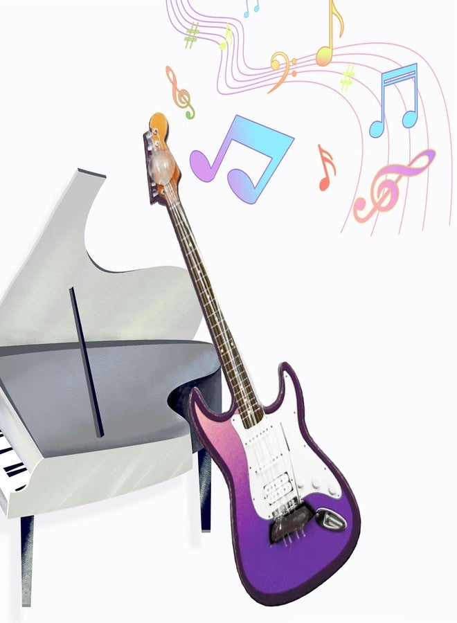Suartus Miniature Guitar Miniature Bass Model - 4Pcs 1:12 Mini Musical Instrument Bass Guitar Wooden Guitar Model Display Ornaments for Mini Music Room Dollhouse Accessories Model Home Decoration - Image 5